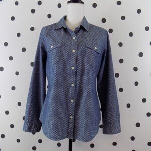 🎀 NEW~OLD NAVY Womens Chambray Button Up Shirt Polka Dot SIZE M